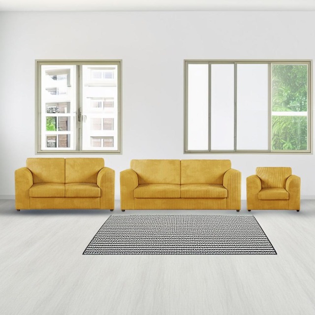 Luxor 6 Seater Mustard Jumbo Cord Full Back Sofa Suite - Yellow - Wilko - image 1