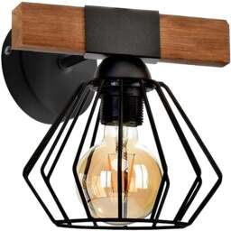 Milagro Ulf Black Wooden Wall Lamp 230V - Size: 23 x 20 x 23cm - Wilko