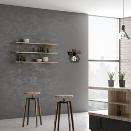 Milagro Ulf Black Wooden Wall Lamp 230V - Size: 23 x 20 x 23cm - Wilko - thumbnail 5