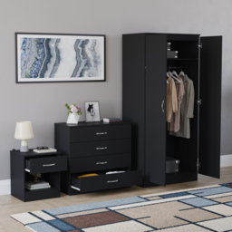 Vida Designs Riano Black 3 Piece Bedroom Furniture Set - Wilko - thumbnail 5