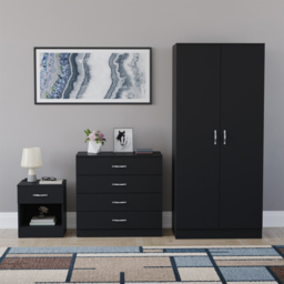 Vida Designs Riano Black 3 Piece Bedroom Furniture Set - Wilko - thumbnail 3