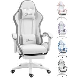 Portland Grey Racing Style Gaming Chair with Reclining Footrest - Size: 129 x 65 x 65cm - Wilko - thumbnail 3