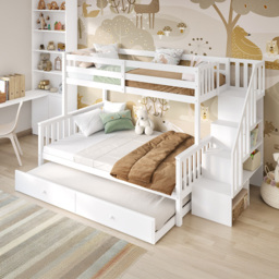 Flair Tag Triple White Staircase Bunk Bed with Trundle - Size: Single - Wilko - thumbnail 5