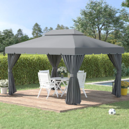 Outsunny 3 x 4m Dark Grey 2 Tier Roof Aluminium Garden Gazebo - Wilko