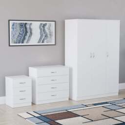 Vida Designs Riano White 3 Piece Bedroom Furniture Set - Wilko - thumbnail 1