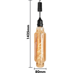 Luxform Tube Glass Pendulum Hanging Bulb Light - Size: 8 x 8 x 143cm - Black - Wilko - thumbnail 7