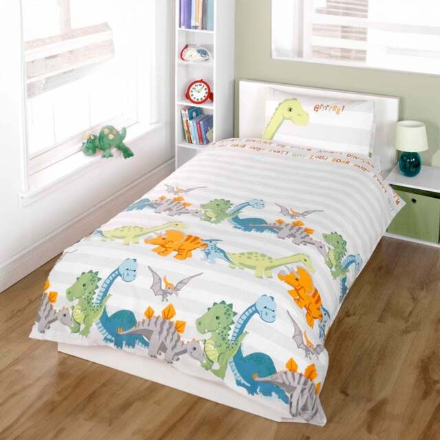 Rapport Home Dinosaur Toddler Natural Duvet Cover Set - Silver - Wilko - image 1