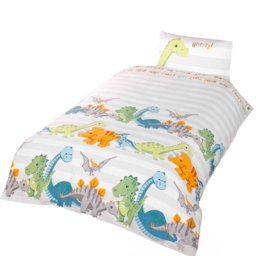 Rapport Home Dinosaur Toddler Natural Duvet Cover Set - Silver - Wilko - thumbnail 3