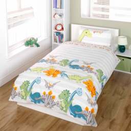 Rapport Home Dinosaur Toddler Natural Duvet Cover Set - Silver - Wilko - thumbnail 1