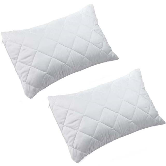 Gr8 Home White Anti Allergy Quilted Zipped Pillowcase 2 Pack - Wilko - image 1
