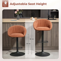 Portland Orange Height Adjustable Swivel Bar Stool Set of 2 - Wilko - thumbnail 6
