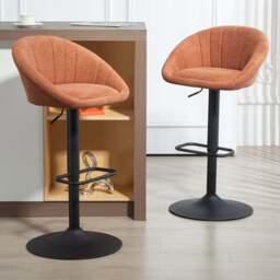 Portland Orange Height Adjustable Swivel Bar Stool Set of 2 - Wilko - thumbnail 1