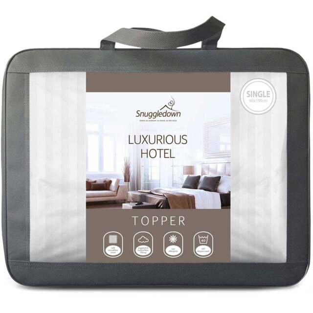 Snuggledown Single Luxurious Hotel Mattress Topper - White - Wilko - image 1