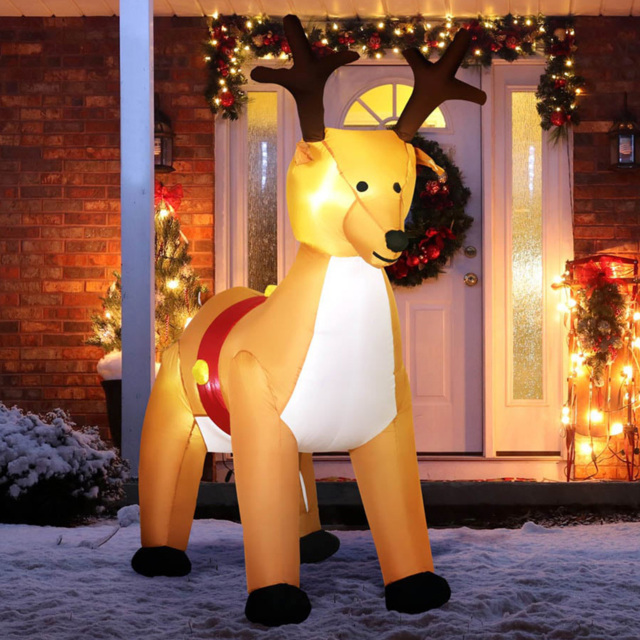 Everglow Yellow Inflatable Christmas Reindeer 6ft - Wilko - image 1