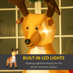 Everglow Yellow Inflatable Christmas Reindeer 6ft - Wilko - thumbnail 4