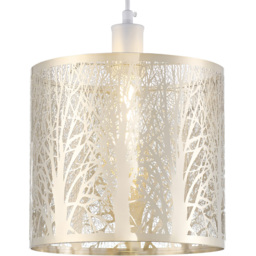 Happy Homewares Brushed Gold Metal Forest Pendant Shade - Size: 25 x 23 x 23cm - Wilko - thumbnail 4
