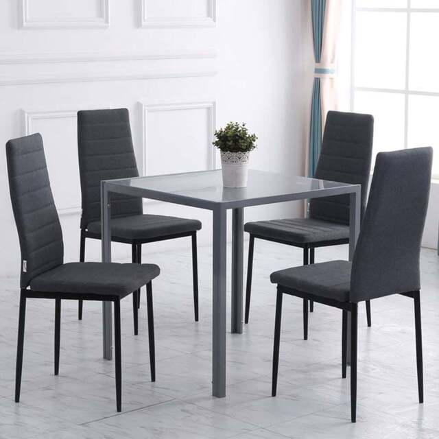 Portland Set of 4 Grey Faux Linen Touch Fabric Dining Chair - Size: Set of 2 - Wilko - image 1