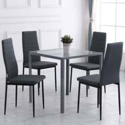 Portland Set of 4 Grey Faux Linen Touch Fabric Dining Chair - Size: Set of 2 - Wilko