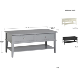 Dorel Franklin 2 Drawer Single Shelf Grey Coffee Table - Size: 46 x 103 x 52cm - Wilko - thumbnail 7