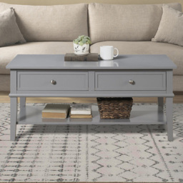 Dorel Franklin 2 Drawer Single Shelf Grey Coffee Table - Size: 46 x 103 x 52cm - Wilko