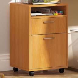 HOMCOM Single Drawer Single Door Single Shelf Natural Filing Cabinet - Size: 60 x 35 x 40cm - Brown - Wilko - thumbnail 1