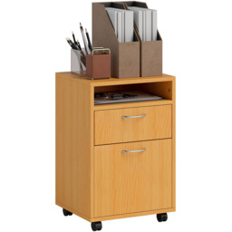 HOMCOM Single Drawer Single Door Single Shelf Natural Filing Cabinet - Size: 60 x 35 x 40cm - Brown - Wilko - thumbnail 3