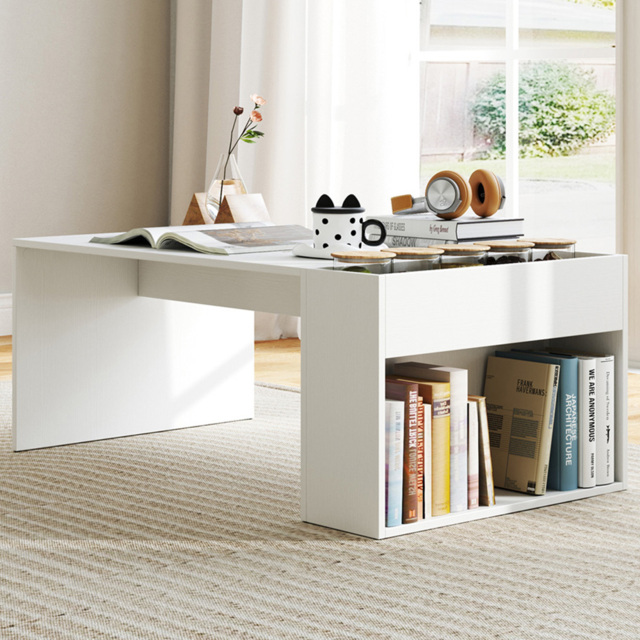 Costway Single Shelf White Coffee Table with Storage - Size: 85 x 50 x 34cm - Wilko - image 1