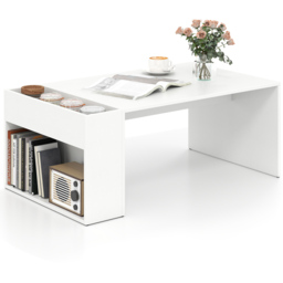 Costway Single Shelf White Coffee Table with Storage - Size: 85 x 50 x 34cm - Wilko - thumbnail 4