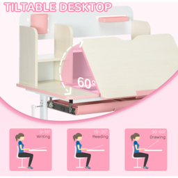 Playful Haven 2 Piece Kids Desk and Chair Set Pink - Size: 80 x 52 x 109cm - Wilko - thumbnail 6
