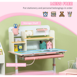 Playful Haven 2 Piece Kids Desk and Chair Set Pink - Size: 80 x 52 x 109cm - Wilko - thumbnail 7