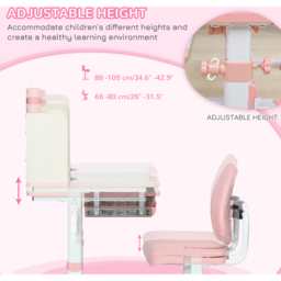 Playful Haven 2 Piece Kids Desk and Chair Set Pink - Size: 80 x 52 x 109cm - Wilko - thumbnail 5