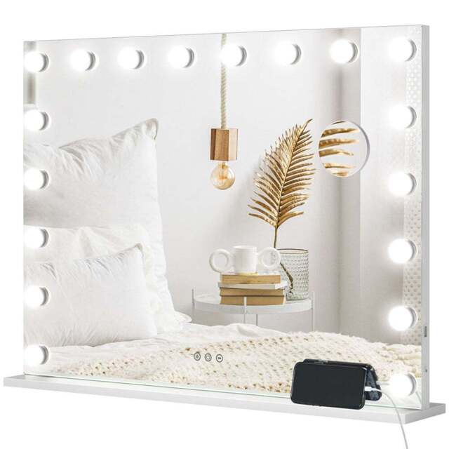 HOMCOM White LED Hollywood Vanity Mirror with 10X Magnification and USB Port 80 x 62cm - Size: 10 x 73 x 88cm - Wilko - image 1