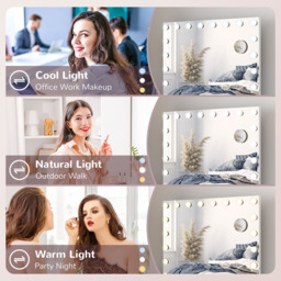 HOMCOM White LED Hollywood Vanity Mirror with 10X Magnification and USB Port 80 x 62cm - Size: 10 x 73 x 88cm - Wilko - thumbnail 6
