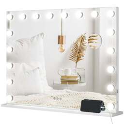 HOMCOM White LED Hollywood Vanity Mirror with 10X Magnification and USB Port 80 x 62cm - Size: 10 x 73 x 88cm - Wilko