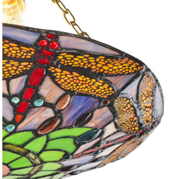 Happy Homewares Traditional Multicolour Dragonfly Tiffany Glass Pendant Shade - Size: 5 x 30 x 30cm - Wilko - thumbnail 4