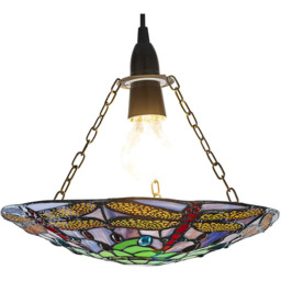 Happy Homewares Traditional Multicolour Dragonfly Tiffany Glass Pendant Shade - Size: 5 x 30 x 30cm - Wilko - thumbnail 3