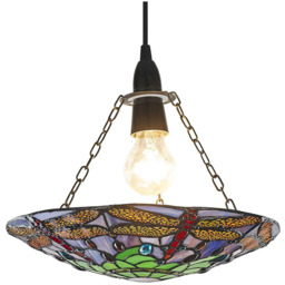 Happy Homewares Traditional Multicolour Dragonfly Tiffany Glass Pendant Shade - Size: 5 x 30 x 30cm - Wilko - thumbnail 5