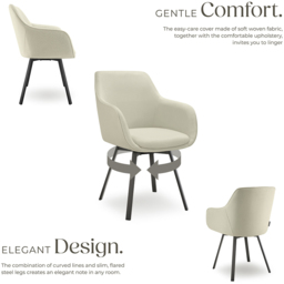 tectake Alicon Set of 2 Greige Dining Chair - Grey - Wilko - thumbnail 4