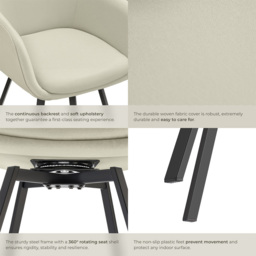 tectake Alicon Set of 2 Greige Dining Chair - Grey - Wilko - thumbnail 6
