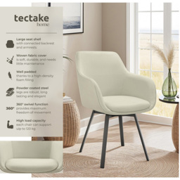 tectake Alicon Set of 2 Greige Dining Chair - Grey - Wilko - thumbnail 7