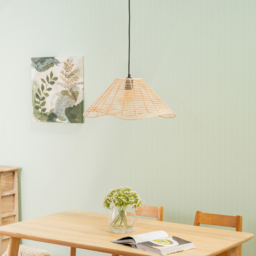 ValueLights Harlow Natural Wavy Rattan Ceiling Lamp Shade - Size: 23 x 37 x 59cm - Brown - Wilko - thumbnail 3