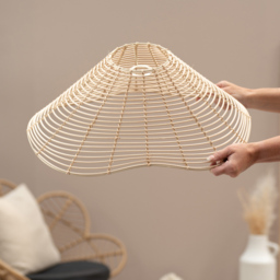 ValueLights Harlow Natural Wavy Rattan Ceiling Lamp Shade - Size: 23 x 37 x 59cm - Brown - Wilko - thumbnail 6