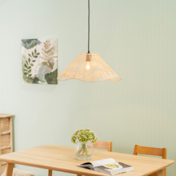 ValueLights Harlow Natural Wavy Rattan Ceiling Lamp Shade - Size: 23 x 37 x 59cm - Brown - Wilko - thumbnail 5