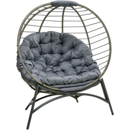 Outsunny Black Rattan Egg Chair with Cushions - Size: 1 Seater - Grey - Wilko - thumbnail 3