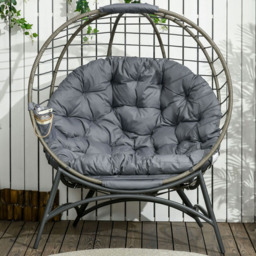 Outsunny Black Rattan Egg Chair with Cushions - Size: 1 Seater - Grey - Wilko - thumbnail 1