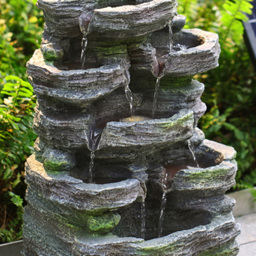 Living and Home Cascading Rock Solar Powered Water Feature with Light - Size: 45 x 28 x 23cm - Grey - Wilko - thumbnail 7