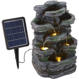 Living and Home Cascading Rock Solar Powered Water Feature with Light - Size: 45 x 28 x 23cm - Grey - Wilko - thumbnail 4