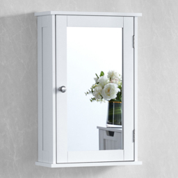 BATH VIDA Priano White Single Door Mirror Bathroom Cabinet - Size: 53 x 34 x 15cm - Wilko