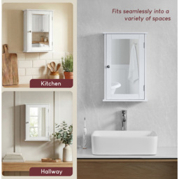 Bath Vida Priano White Single Door Mirror Bathroom Cabinet - Size: 53 x 34 x 15cm - Wilko - thumbnail 7
