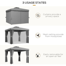 Outsunny 3 x 3m Light Grey Aluminium and Steel Frame Gazebo with Netting - Wilko - thumbnail 6